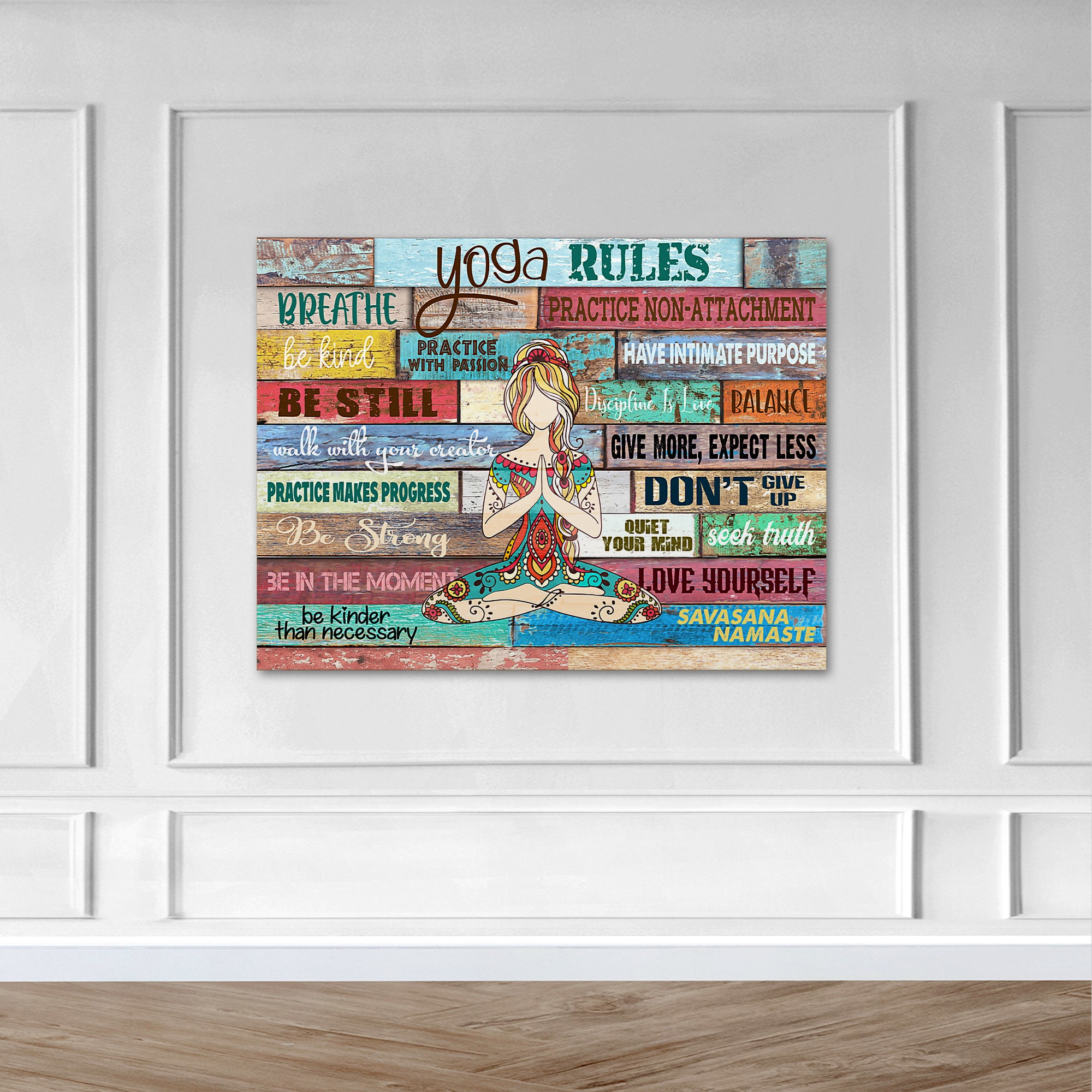 Yoga Rules With Passions Wrapped Canvas
