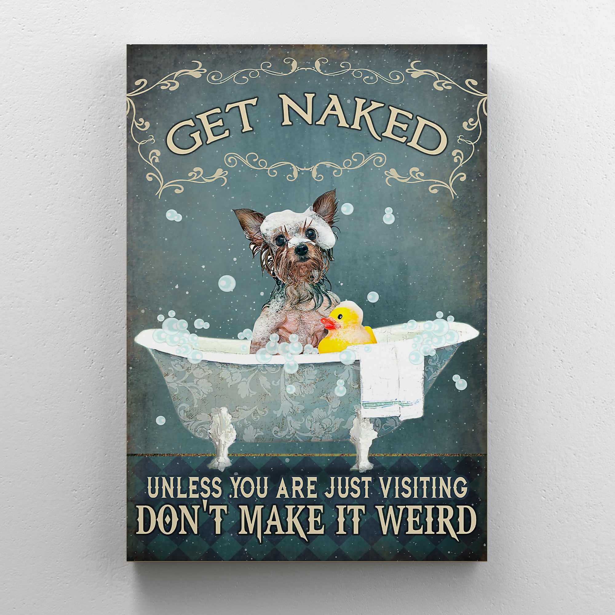 Yorkshire Terrier With Rubber Duck Gallery Wrapped Canvas