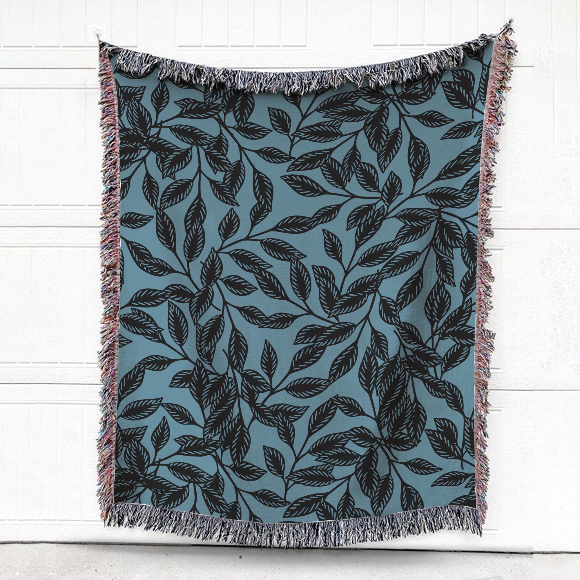Natural Seamless Abstract Leaves Woven Blanket