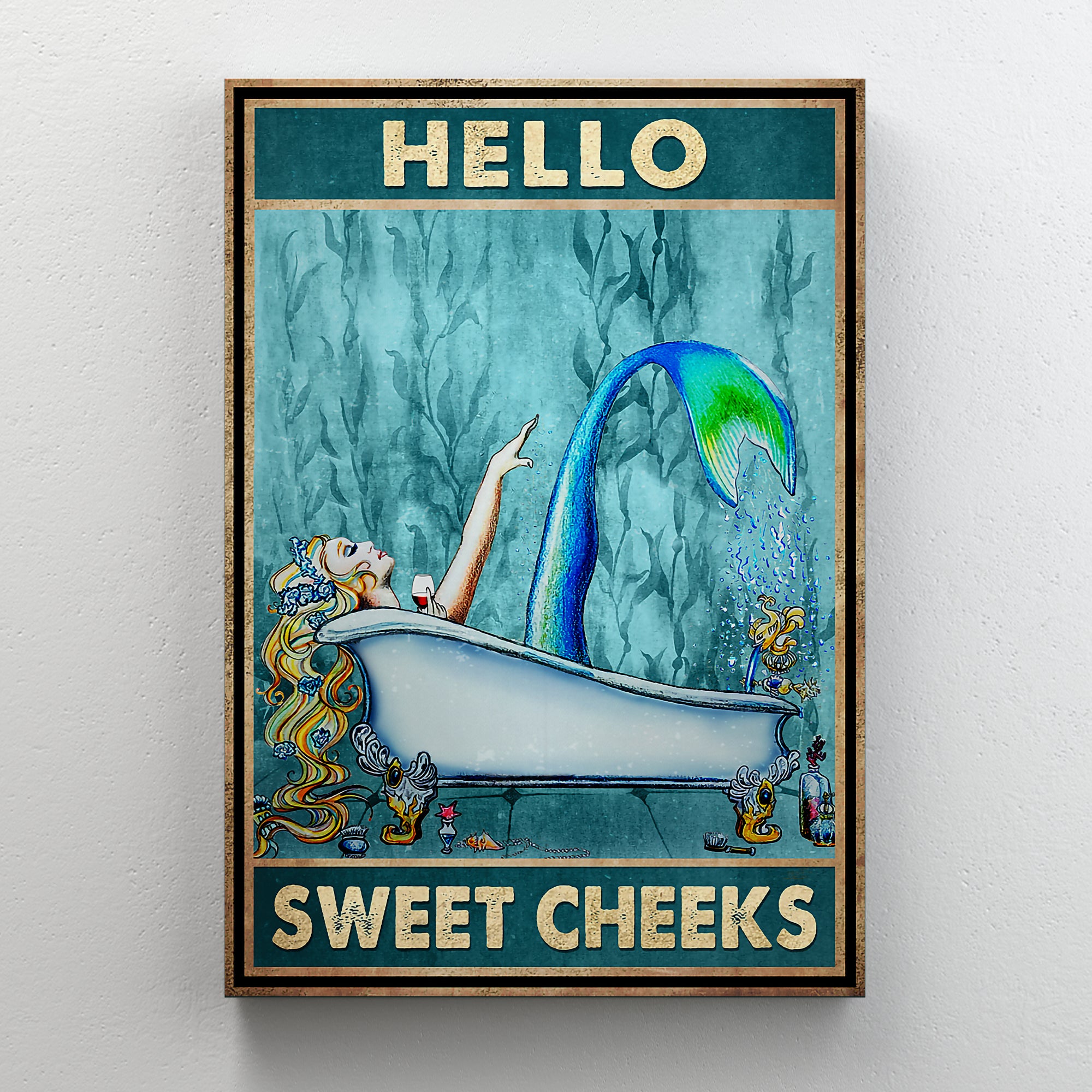 Blue Mermaid - Hello Sweet Cheeks Wrapped Canvas