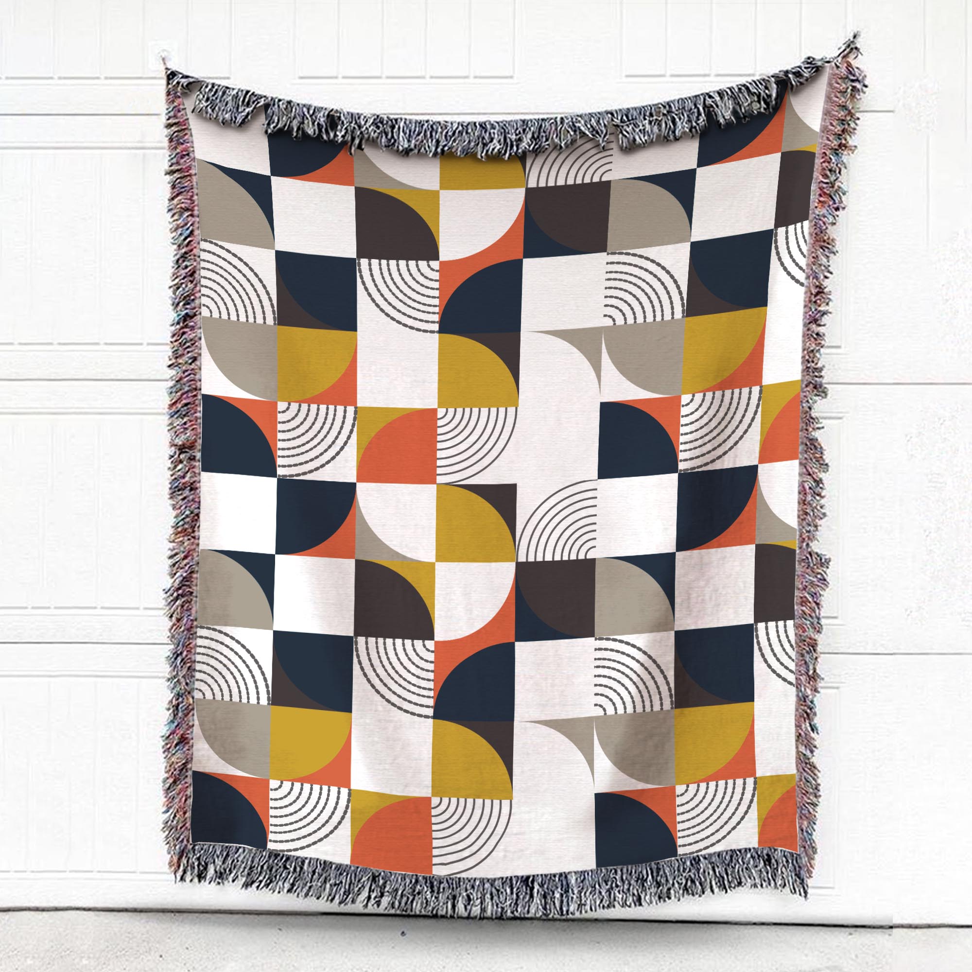 Geometric Pattern And Bauhaus Abstract Memphis Woven Blanket