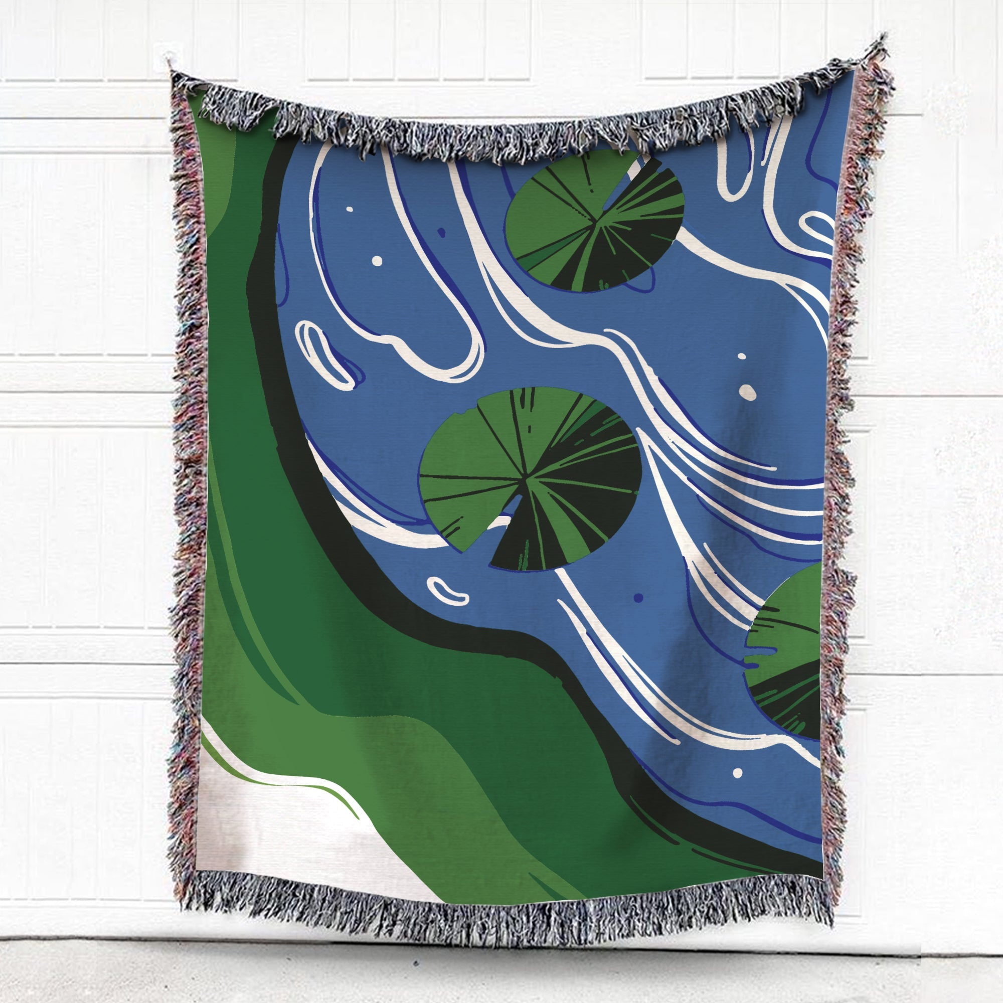 Water Lily On Lake Throw Blanket Woven Blanket